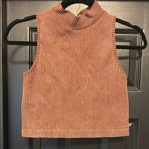 Aura Pink Ribbed Crop Tank Top